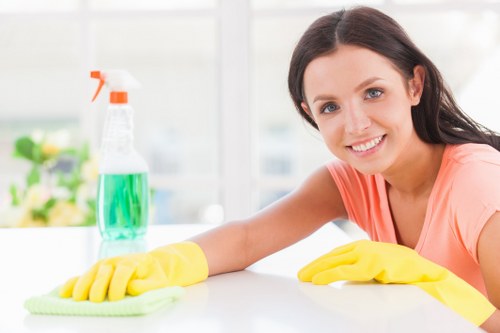 Professional cleaning hard flooring with advanced equipment