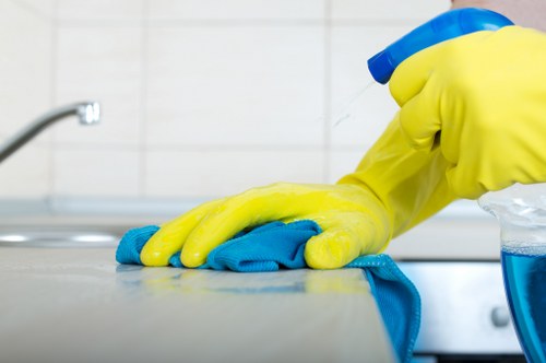 Technician performing carpet cleaning